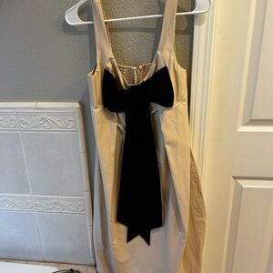 Maeve Tan Dress with Black Bow